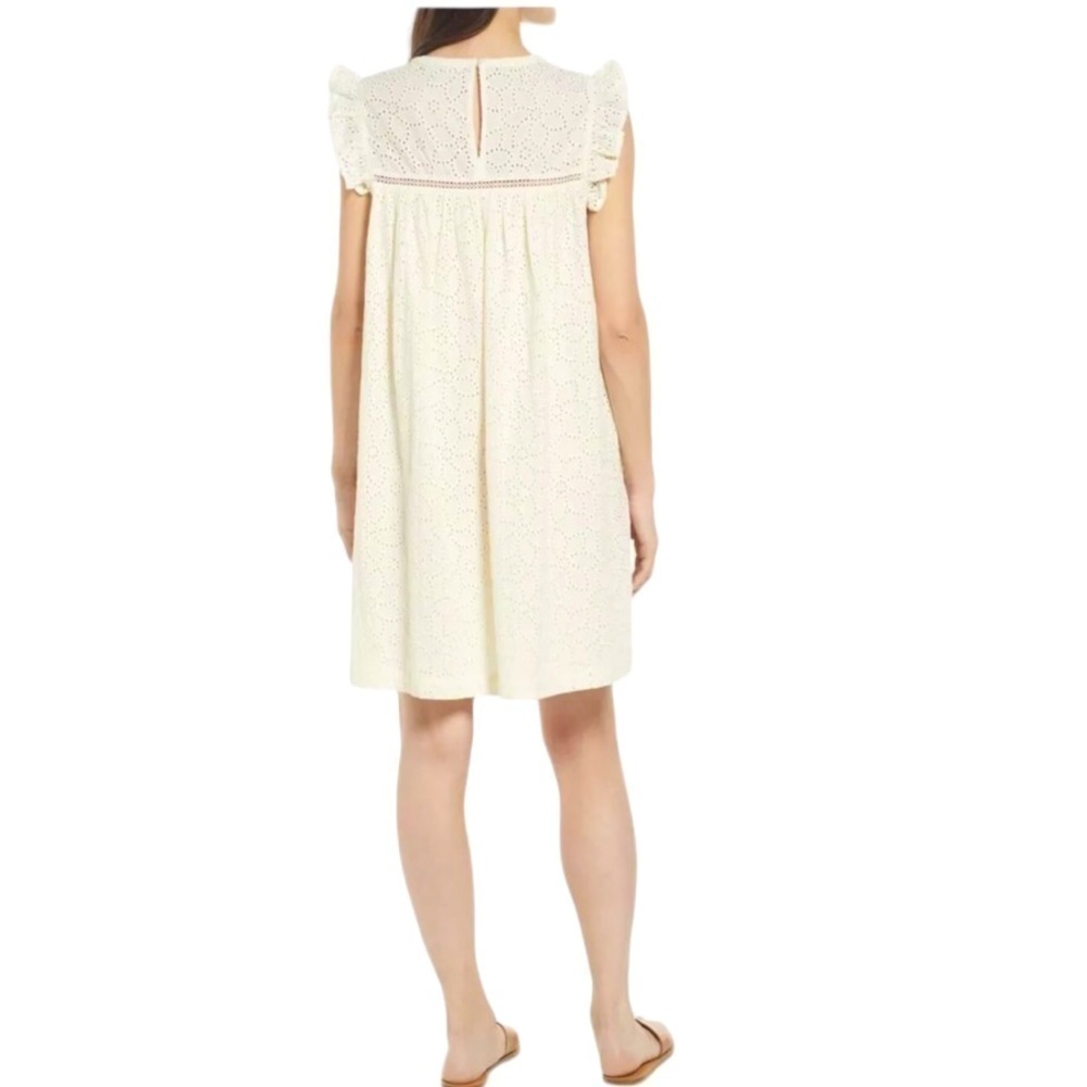 Madewell Eyelet Flowy Ruffle Cap Sleeve‎ Mini Dress Size Large - Picture 2 of 3